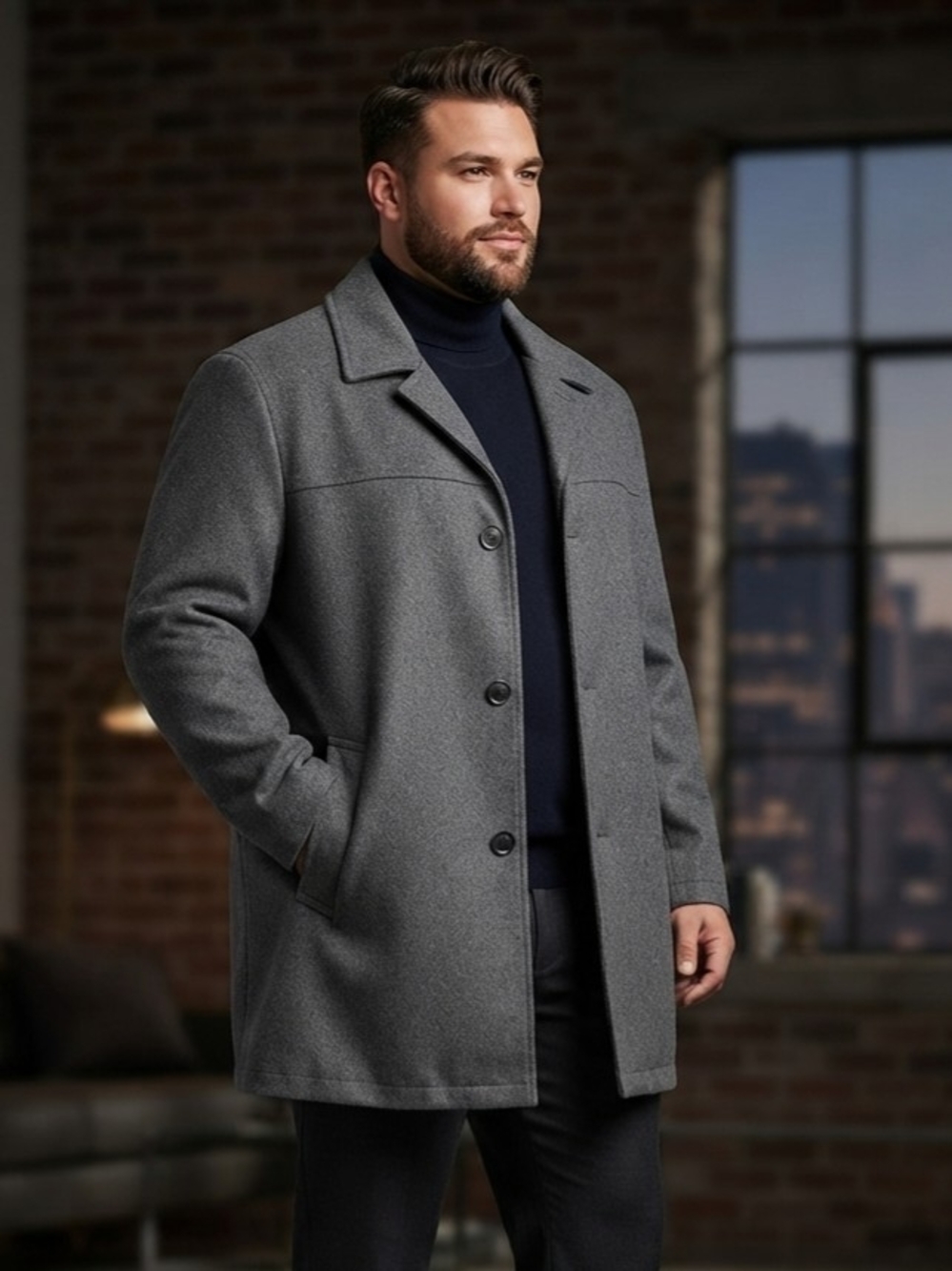 Tommy Hilfiger Gray Pea Coat with Classic Button Front Size XXL